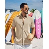 image:imageCOOFANDY Mens Button Down Short Sleeve Linen Shirt Casual Summer Beach Vacation ShirtsLight Khaki