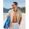 image:imageCOOFANDY Mens Button Down Short Sleeve Linen Shirt Casual Summer Beach Vacation ShirtsLight Khaki