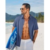 image:imageCOOFANDY Mens Button Down Short Sleeve Linen Shirt Casual Summer Beach Vacation ShirtsNavy Blue
