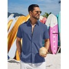 image:imageCOOFANDY Mens Button Down Short Sleeve Linen Shirt Casual Summer Beach Vacation ShirtsNavy Blue