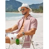image:imageCOOFANDY Mens Button Down Short Sleeve Linen Shirt Casual Summer Beach Vacation ShirtsPink