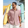 image:imageCOOFANDY Mens Button Down Short Sleeve Linen Shirt Casual Summer Beach Vacation ShirtsPink