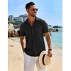 image:imageCOOFANDY Mens Button Down Short Sleeve Shirt Casual Beach Linen Shirts Wedding Summer Vacation ShirtBlack