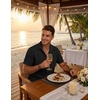 image:imageCOOFANDY Mens Button Down Short Sleeve Shirt Casual Beach Linen Shirts Wedding Summer Vacation ShirtBlack