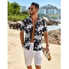 image:imageCOOFANDY Mens Button Down Short Sleeve Shirt Casual Beach Linen Shirts Wedding Summer Vacation ShirtBlack Whiteflower