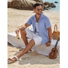 image:imageCOOFANDY Mens Button Down Short Sleeve Shirt Casual Beach Linen Shirts Wedding Summer Vacation ShirtBlue