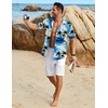 image:imageCOOFANDY Mens Button Down Short Sleeve Shirt Casual Beach Linen Shirts Wedding Summer Vacation ShirtBlue Sea
