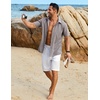 image:imageCOOFANDY Mens Button Down Short Sleeve Shirt Casual Beach Linen Shirts Wedding Summer Vacation ShirtBrown