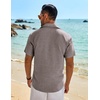 image:imageCOOFANDY Mens Button Down Short Sleeve Shirt Casual Beach Linen Shirts Wedding Summer Vacation ShirtBrown