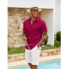 image:imageCOOFANDY Mens Button Down Short Sleeve Shirt Casual Beach Linen Shirts Wedding Summer Vacation ShirtBurgundy