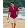 image:imageCOOFANDY Mens Button Down Short Sleeve Shirt Casual Beach Linen Shirts Wedding Summer Vacation ShirtBurgundy