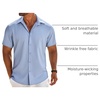 image:imageCOOFANDY Mens Button Down Short Sleeve Shirt Casual Beach Linen Shirts Wedding Summer Vacation ShirtClear Blue