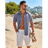 image:imageCOOFANDY Mens Button Down Short Sleeve Shirt Casual Beach Linen Shirts Wedding Summer Vacation ShirtDark Blue