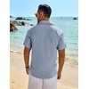 image:imageCOOFANDY Mens Button Down Short Sleeve Shirt Casual Beach Linen Shirts Wedding Summer Vacation ShirtDemin Blue