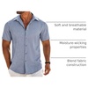 image:imageCOOFANDY Mens Button Down Short Sleeve Shirt Casual Beach Linen Shirts Wedding Summer Vacation ShirtDemin Blue