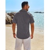 image:imageCOOFANDY Mens Button Down Short Sleeve Shirt Casual Beach Linen Shirts Wedding Summer Vacation ShirtGrey