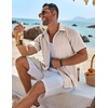 image:imageCOOFANDY Mens Button Down Short Sleeve Shirt Casual Beach Linen Shirts Wedding Summer Vacation ShirtKhaki