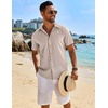 image:imageCOOFANDY Mens Button Down Short Sleeve Shirt Casual Beach Linen Shirts Wedding Summer Vacation ShirtKhaki