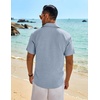 image:imageCOOFANDY Mens Button Down Short Sleeve Shirt Casual Beach Linen Shirts Wedding Summer Vacation ShirtLight Blue