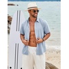 image:imageCOOFANDY Mens Button Down Short Sleeve Shirt Casual Beach Linen Shirts Wedding Summer Vacation ShirtLight Blue