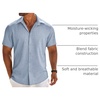 image:imageCOOFANDY Mens Button Down Short Sleeve Shirt Casual Beach Linen Shirts Wedding Summer Vacation ShirtLight Blue