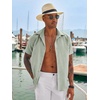 image:imageCOOFANDY Mens Button Down Short Sleeve Shirt Casual Beach Linen Shirts Wedding Summer Vacation ShirtLight Green