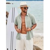 image:imageCOOFANDY Mens Button Down Short Sleeve Shirt Casual Beach Linen Shirts Wedding Summer Vacation ShirtLight Green