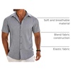 image:imageCOOFANDY Mens Button Down Short Sleeve Shirt Casual Beach Linen Shirts Wedding Summer Vacation ShirtLight Grey
