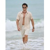 image:imageCOOFANDY Mens Button Down Short Sleeve Shirt Casual Beach Linen Shirts Wedding Summer Vacation ShirtLight Khaki