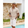 image:imageCOOFANDY Mens Button Down Short Sleeve Shirt Casual Beach Linen Shirts Wedding Summer Vacation ShirtLight Khaki