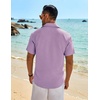 image:imageCOOFANDY Mens Button Down Short Sleeve Shirt Casual Beach Linen Shirts Wedding Summer Vacation ShirtLight Purple