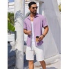 image:imageCOOFANDY Mens Button Down Short Sleeve Shirt Casual Beach Linen Shirts Wedding Summer Vacation ShirtLight Purple