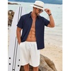 image:imageCOOFANDY Mens Button Down Short Sleeve Shirt Casual Beach Linen Shirts Wedding Summer Vacation ShirtNavy Blue