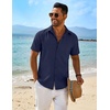 image:imageCOOFANDY Mens Button Down Short Sleeve Shirt Casual Beach Linen Shirts Wedding Summer Vacation ShirtNavy Blue