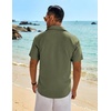 image:imageCOOFANDY Mens Button Down Short Sleeve Shirt Casual Beach Linen Shirts Wedding Summer Vacation ShirtOlive Green