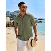 image:imageCOOFANDY Mens Button Down Short Sleeve Shirt Casual Beach Linen Shirts Wedding Summer Vacation ShirtOlive Green