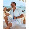 image:imageCOOFANDY Mens Button Down Short Sleeve Shirt Casual Beach Linen Shirts Wedding Summer Vacation ShirtPale Blue