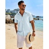 image:imageCOOFANDY Mens Button Down Short Sleeve Shirt Casual Beach Linen Shirts Wedding Summer Vacation ShirtPale Blue