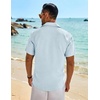 image:imageCOOFANDY Mens Button Down Short Sleeve Shirt Casual Beach Linen Shirts Wedding Summer Vacation ShirtPale Blue