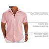 image:imageCOOFANDY Mens Button Down Short Sleeve Shirt Casual Beach Linen Shirts Wedding Summer Vacation ShirtPink