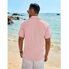 image:imageCOOFANDY Mens Button Down Short Sleeve Shirt Casual Beach Linen Shirts Wedding Summer Vacation ShirtPink