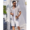 image:imageCOOFANDY Mens Button Down Short Sleeve Shirt Casual Beach Linen Shirts Wedding Summer Vacation ShirtStone