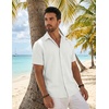 image:imageCOOFANDY Mens Button Down Short Sleeve Shirt Casual Beach Linen Shirts Wedding Summer Vacation ShirtWhite