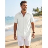 image:imageCOOFANDY Mens Button Down Short Sleeve Shirt Casual Beach Linen Shirts Wedding Summer Vacation ShirtWhite