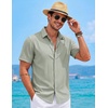 image:imageCOOFANDY Mens Button Down Short Sleeve Shirts Casual Summer Vacation Shirts Linen Beach Wedding ShirtAsage Green