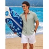 image:imageCOOFANDY Mens Button Down Short Sleeve Shirts Casual Summer Vacation Shirts Linen Beach Wedding ShirtAsage Green