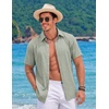 image:imageCOOFANDY Mens Button Down Short Sleeve Shirts Casual Summer Vacation Shirts Linen Beach Wedding ShirtAsage Green