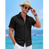 image:imageCOOFANDY Mens Button Down Short Sleeve Shirts Casual Summer Vacation Shirts Linen Beach Wedding ShirtBlack