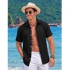 image:imageCOOFANDY Mens Button Down Short Sleeve Shirts Casual Summer Vacation Shirts Linen Beach Wedding ShirtBlack
