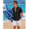 image:imageCOOFANDY Mens Button Down Short Sleeve Shirts Casual Summer Vacation Shirts Linen Beach Wedding ShirtBlack